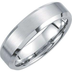 White 6 mm Satin & Polished Beveled-Edge Band