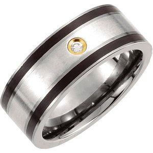 Titanium, & Gold-Plated .06 CTW Diamond 9 mm Band