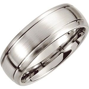 Cobalt 8 mm Slightly Domed Round Edge Band with Satin Finish & Grooves