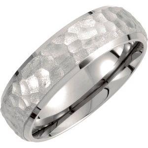 Titanium 7 mm Hammered Finish Beveled-Edge Band