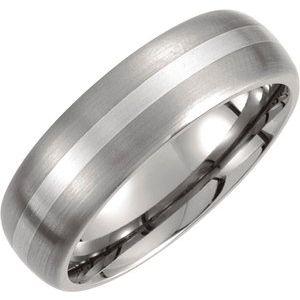 Titanium & Inlay 7 mm Satin Finish Domed Band