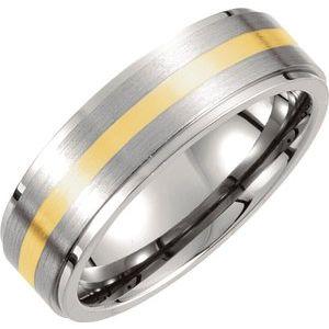 Titanium & Inlay 7 mm Ridged & Satin Finished Band