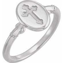 Load image into Gallery viewer, 11.5x8.8 mm Oval Cross Signet Ring
