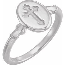 11.5x8.8 mm Oval Cross Signet Ring