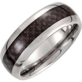 8 mm Domed Band with Carbon Fiber Inlay