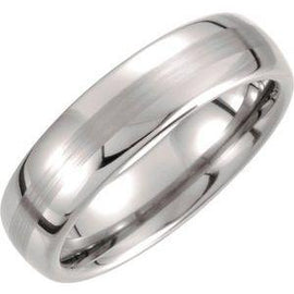 White 6 mm Domed Band with Satin Center
