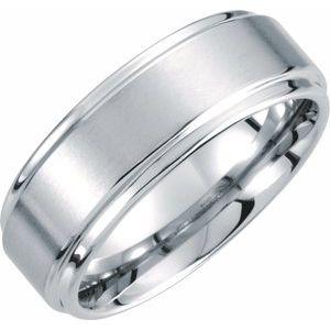 White 8 mm Rounded Edge Band with Satin Finish