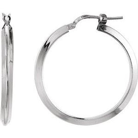 24 mm Round Knife Edge Tube Style Hoop Earrings