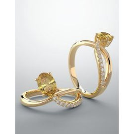 Citrine & 1/10 CTW Diamond Ring
