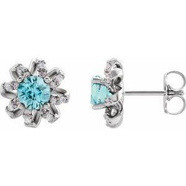 1 CTW Diamond Halo-Style Earrings