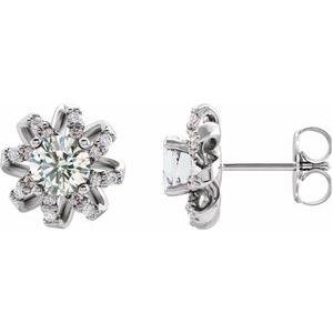 1 CTW Diamond Halo-Style Earrings