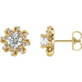 1 CTW Diamond Halo-Style Earrings