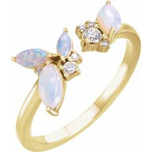 Load image into Gallery viewer, Australian Opal &amp; 1/10 CTW Diamond Negative Space Ring
