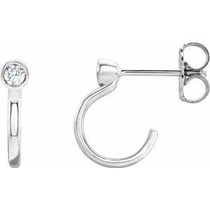 .06 CTW Diamond Bezel-Set Hoop Earrings