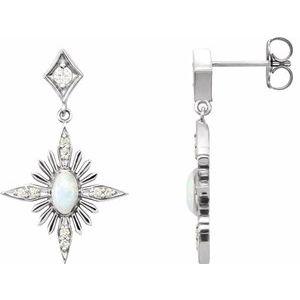 Australian Opal & 1/6 CTW Diamond Celestial Earrings