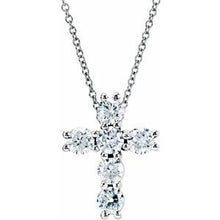 Load image into Gallery viewer, 14K White 1/4 CTW Natural Diamond Cross 18&quot; Necklace
