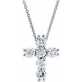 14K White 1/4 CTW Natural Diamond Cross 18