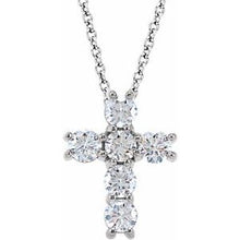 Load image into Gallery viewer, 14K White 1/4 CTW Natural Diamond Cross 18&quot; Necklace
