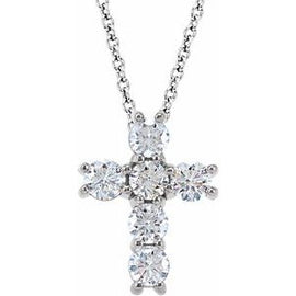 14K White 1/4 CTW Natural Diamond Cross 18