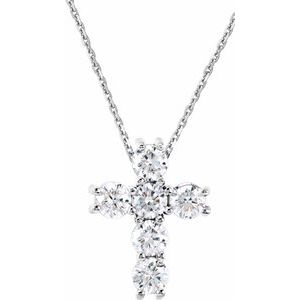 14K White 1/4 CTW Natural Diamond Cross 18