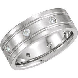 8 mm 1/2 CTW Dimaond Double Grooved Band