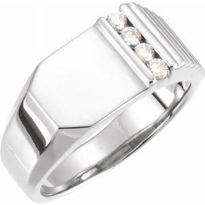 1/5 CTW Diamond 10.5x10 mm Geometric Signet Ring