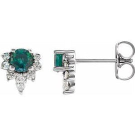 Chatham® Created Alexandrite & 1/6 CTW Diamond Earrings