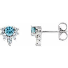 Load image into Gallery viewer, Chatham® Created Alexandrite &amp; 1/6 CTW Diamond Earrings

