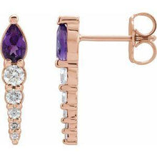 Load image into Gallery viewer, Chatham® Created Alexandrite &amp; 1/4 CTW Diamond Earrings
