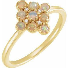 Ethiopian Opal & .02 CTW Diamond Ring