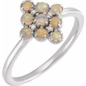 Ethiopian Opal & .02 CTW Diamond Ring
