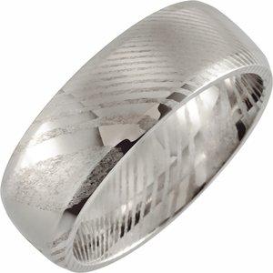 Damascus Steel 8 mm Patterned Beveled-Edge Band