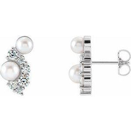 Akoya Cultured Pearls & 1/2 CTW Diamond Earrings