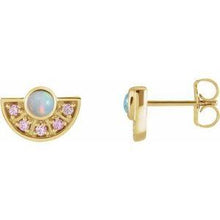 Load image into Gallery viewer, Ethiopian Opal &amp; Pink Sapphire Fan Earrings
