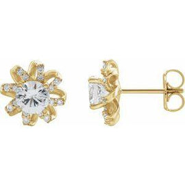 1 CTW Diamond Halo-Style Earrings