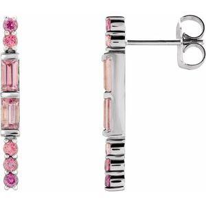Pink Multi-Gemstone Bar Earrings