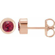 Load image into Gallery viewer, 4 mm Round Genuine Mozambique Garnet Birthstone Earrings
