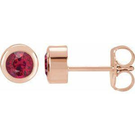 4 mm Round Genuine Mozambique Garnet Birthstone Earrings