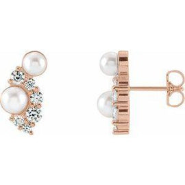 Akoya Cultured Pearls & 1/2 CTW Diamond Earrings