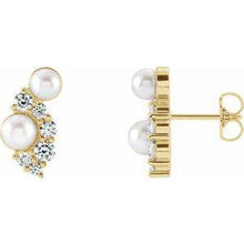Load image into Gallery viewer, Akoya Cultured Pearls &amp; 1/2 CTW Diamond Earrings
