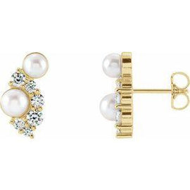 Akoya Cultured Pearls & 1/2 CTW Diamond Earrings