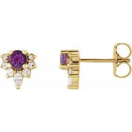 Chatham® Created Alexandrite & 1/6 CTW Diamond Earrings