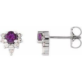 Chatham® Created Alexandrite & 1/6 CTW Diamond Earrings