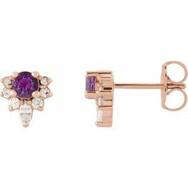 Chatham® Created Alexandrite & 1/6 CTW Diamond Earrings