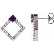 Load image into Gallery viewer, Chatham® Lab-Created Alexandrite &amp; 1/3 CTW Diamond Earrings
