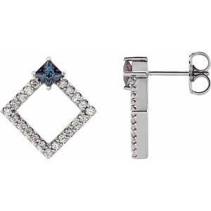 Chatham® Lab-Created Alexandrite & 1/3 CTW Diamond Earrings