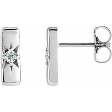 Load image into Gallery viewer, .07 CTW Lab-Grown Diamond Starburst 10 mm Bar Earrings
