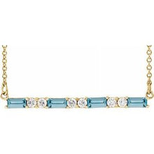 Load image into Gallery viewer, Blue Sapphire &amp; 1/5 CTW Diamond Bar 16-18&quot; Necklace
