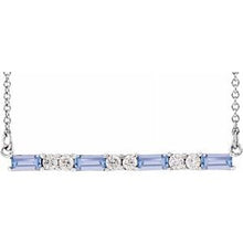 Load image into Gallery viewer, Blue Sapphire &amp; 1/5 CTW Diamond Bar 16-18&quot; Necklace
