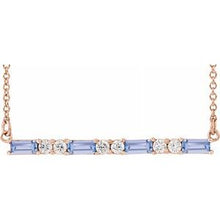 Load image into Gallery viewer, Blue Sapphire &amp; 1/5 CTW Diamond Bar 16-18&quot; Necklace
